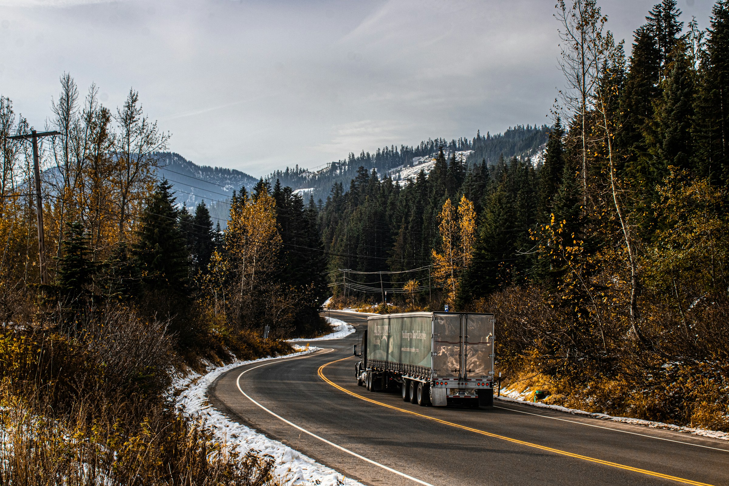 Semi truck traveling on an open highway